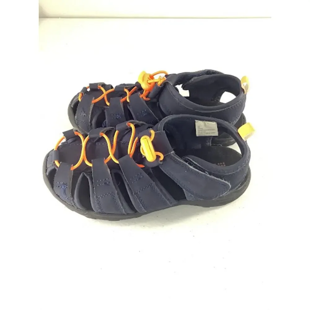Gymboree Boys Black & Orange Drawstring Sandals Kids Youth Size 1